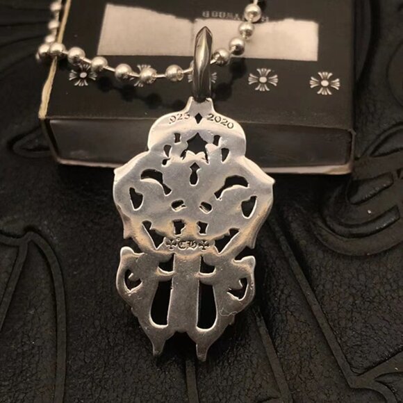 Chrome Hearts Vintage Distressed Cross Military Flower Necklace - Picture 3 of 11